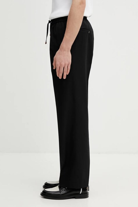 Drôle de Monsieur spodnie z dodatkiem wełny Pantalon Droit męskie kolor czarny proste J.BP191.PL127.BL