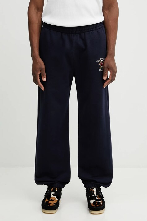 Drôle de Monsieur spodnie dresowe bawełniane Slogan Rose męskie kolor granatowy gładkie J.BP188.CO127.NY