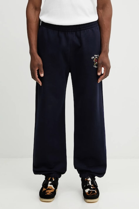 Бавовняні спортивні штани Drôle de Monsieur Slogan Rose колір синій однотонні J.BP188.CO127.NY
