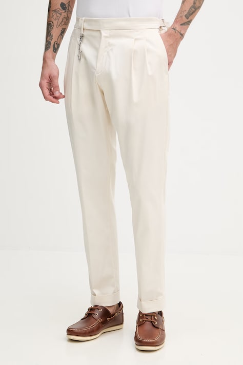 Paul&Shark spodnie męskie z lyocellem beżowe regular waist 26414013