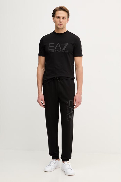 EA7 Emporio Armani spodnie dresowe bawełniane męskie kolor czarny z nadrukiem AF22266.7M001415