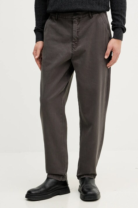 Barbour spodnie bawełniane Bowland kolor szary proste MTR0792