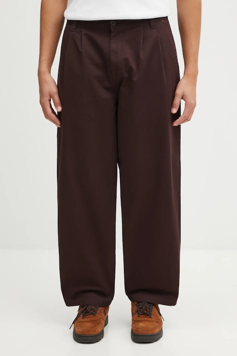 Βαμβακερό παντελόνι Carhartt WIP Merrick Pant ανδρικό, χρώμα: καφέ, I033759.33H06