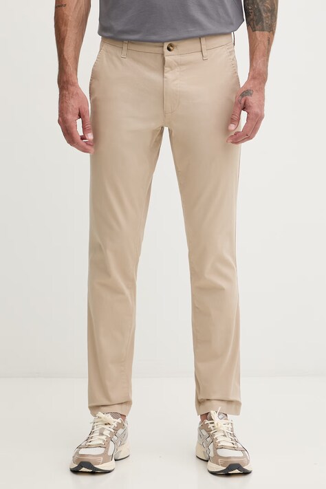 Helly Hansen spodnie męskie bawełniane z elastanem BRYGGEN beżowe regular waist 54538