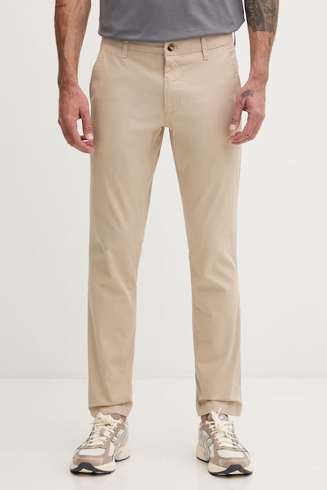 Helly Hansen spodnie męskie bawełniane z elastanem BRYGGEN beżowe regular waist 54538