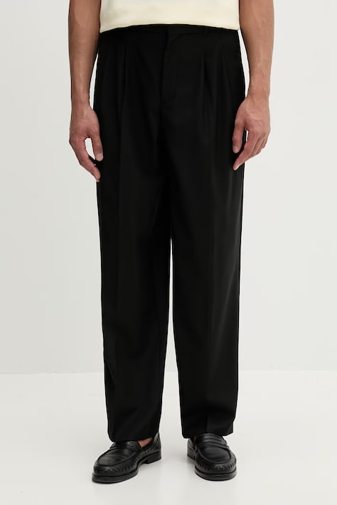 Calvin Klein παντελόνι ανδρικό με μαλλί μαύρο ψηλή LV04LE605G