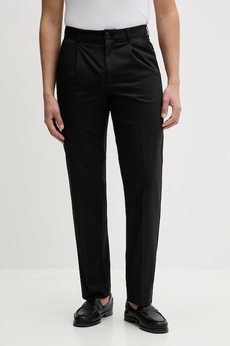Calvin Klein Pantaloni straight da uomo con cotone neri regular waist LV04LF625G