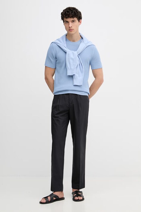 Emporio Armani штани чінос чоловічі бавовняні — SS26-SPM0AG, темно-синій — фото 2