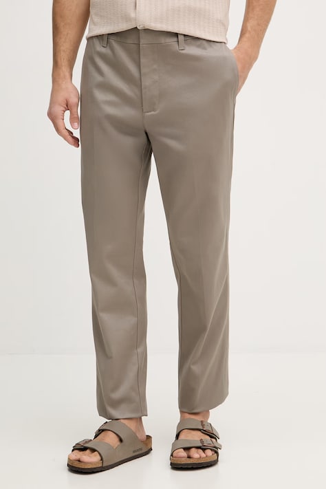 Emporio Armani regular fit kalhoty pánské bavlněné s elastanem béžové regular waist EM003660 AF23585