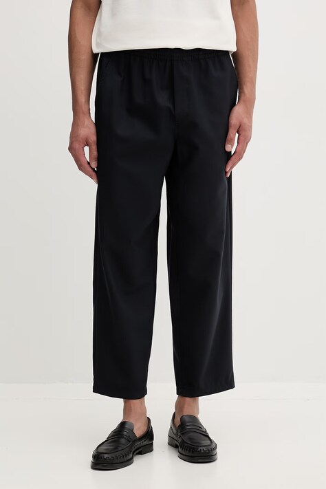 American Vintage kalhoty pánské s příměsí lnu námořnické modré regular waist MAYA10B