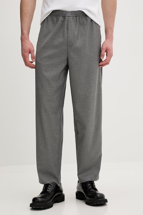 American Vintage spodnie męskie z wiskozą szare high waist MYRO10A