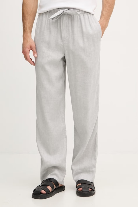 Frescobol Carioca spodnie straight męskie z lnem szare regular waist 2768.60