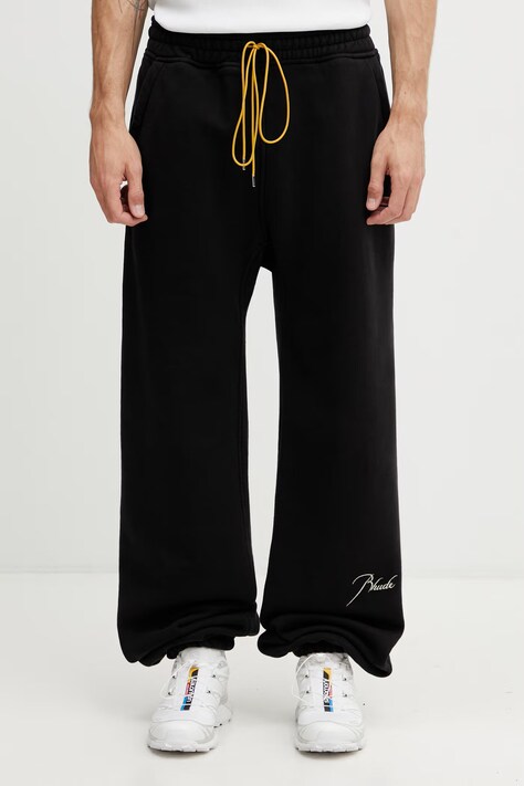 RHUDE Classique spodnie dresowe bawełniane męskie czarne high waist RHSS26PA03012