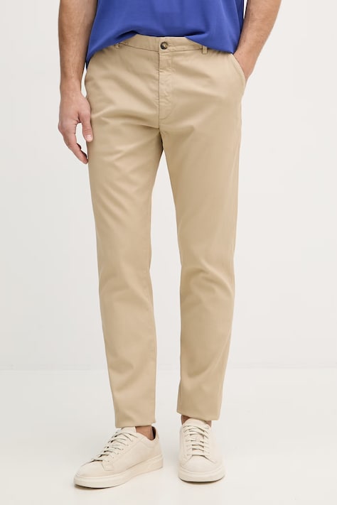 Trussardi spodnie carrot męskie bawełniane z elastanem beżowe regular waist P705M500124N