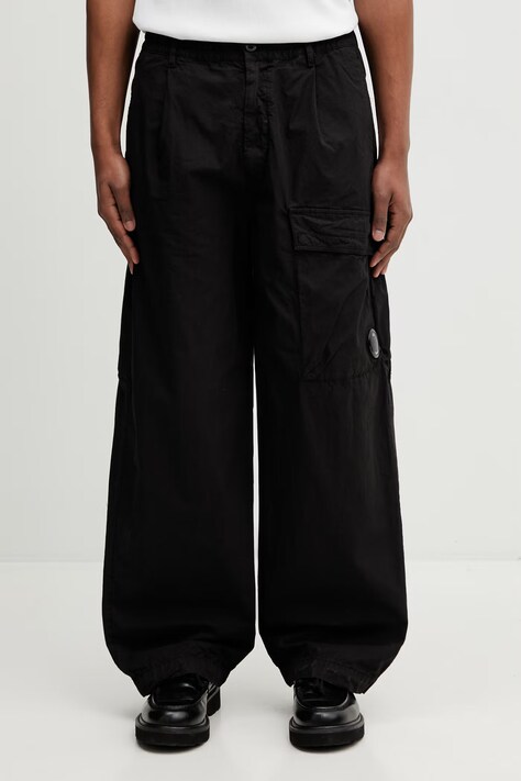 C.P. Company spodnie bawełniane męskie kolor czarny proste 20CMPA126A110325G