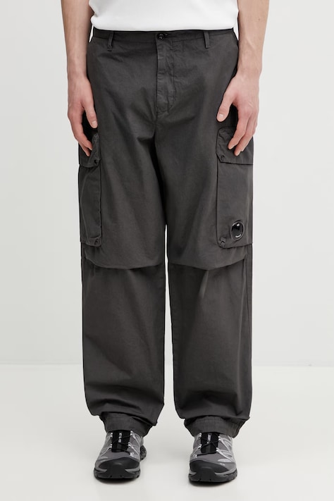 Bavlněné kalhoty C.P. Company pánské, šedá barva, 20CMPA128A110325G