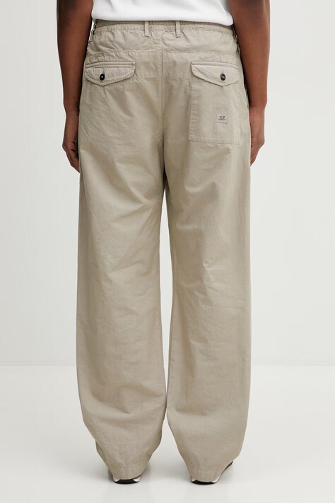 Βαμβακερό παντελόνι C.P. Company ανδρικό, χρώμα: μπεζ, 20CMPA158A110325G