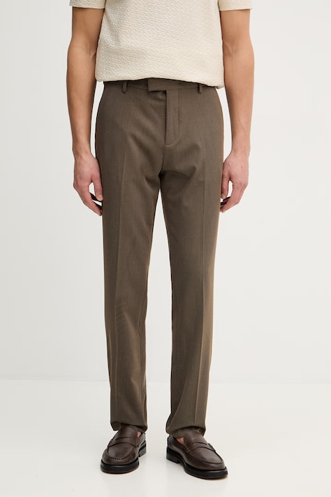 Sisley spodnie męskie kolor brązowy dopasowane 48VESF05T