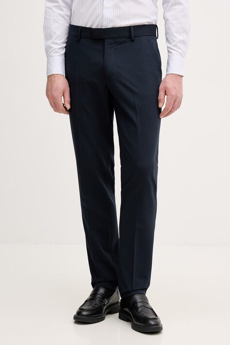 Sisley spodnie carrot męskie z domieszką wełny granatowe regular waist 49B3SF05R