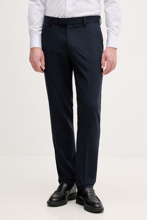 Sisley spodnie carrot męskie z domieszką wełny granatowe regular waist 49B3SF05R