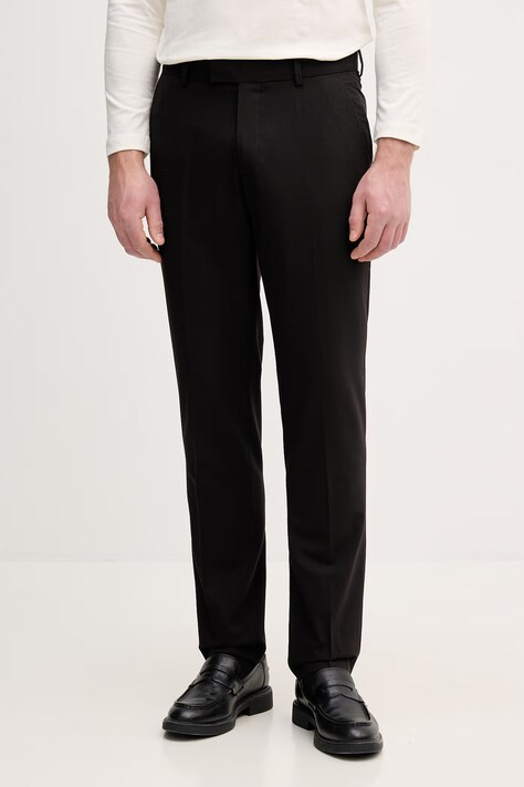 Sisley spodnie carrot męskie z domieszką wełny czarne regular waist 49B3SF05R