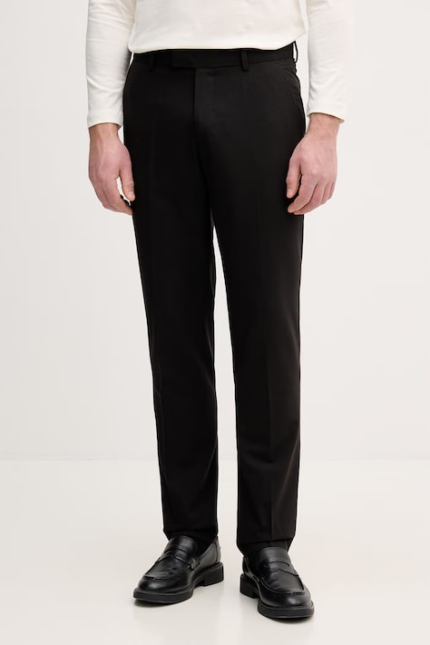 Sisley spodnie carrot męskie z domieszką wełny czarne regular waist 49B3SF05R