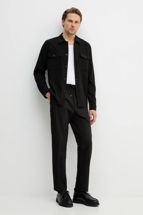 Sisley spodnie z domieszką wełny męskie kolor czarny w fasonie chinos 49B3SF05S