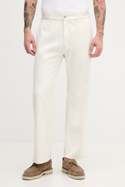 Sisley Spodnie męskie z bawełną beżowe regular waist 4ST9SF05V