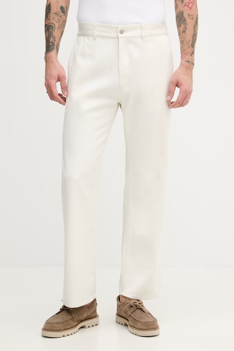 Sisley Spodnie męskie z bawełną beżowe regular waist 4ST9SF05V