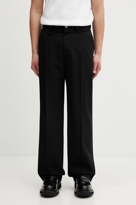 MM6 Maison Margiela Spodnie męskie z dodatkiem wełny czarne regular waist SH0KA0062.MTN133.961
