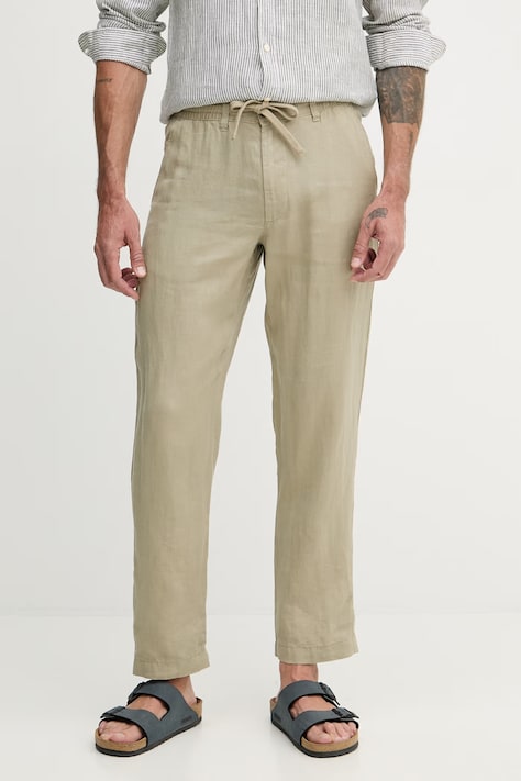 United Colors of Benetton Παντελόνι ανδρικό λινό πράσινο κανονική 4AGHUF00M