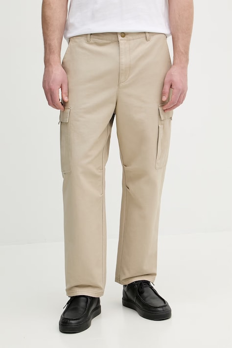 United Colors of Benetton spodnie cargo męskie bawełniane beżowe regular waist 4OAEUF061