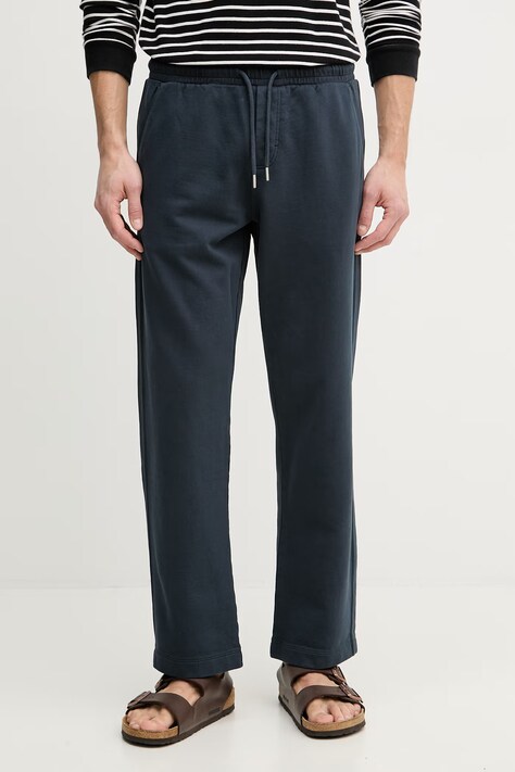 Marc O'Polo spodnie dresowe męskie bawełniane granatowe high waist 5000012727