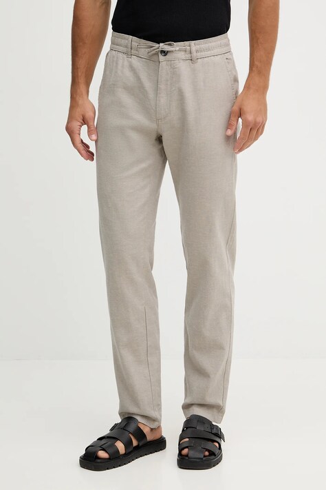 Lindbergh spodnie z dodatkiem lnu męskie kolor szary proste 30.008003