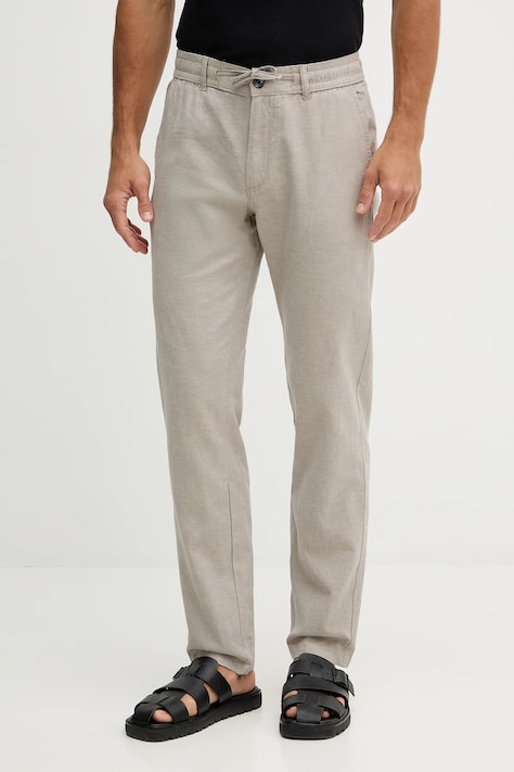 Lindbergh spodnie z dodatkiem lnu męskie kolor szary proste 30.008003