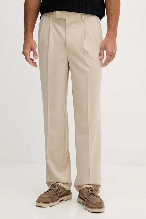 Lindbergh spodnie męskie kolor beżowy proste 30.01111A