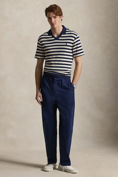 Бавовняні штани Polo Ralph Lauren — SS26-SPM0D7, темно-синій — фото 3