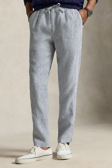 Polo Ralph Lauren брюки для мужчин из льна голубые regular waist 710P08270