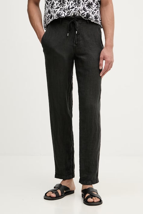 Karl Lagerfeld spodnie straight męskie lniane czarne regular waist 562818.265358