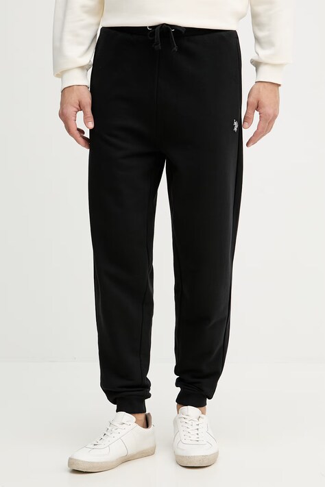 U.S. Polo Assn. spodnie dresowe męskie DHM LB Czarne high waist MUP4344