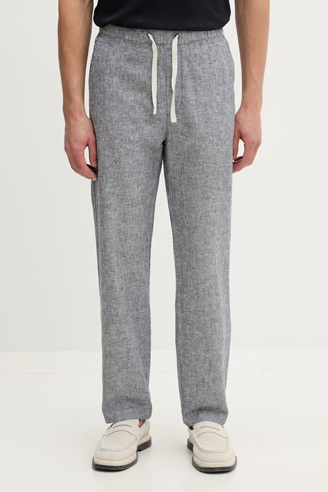 Tommy Jeans spodnie męskie z lnem granatowe high waist DM0DM22820