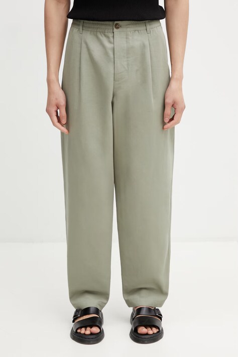 Maison Kitsuné spodnie męskie zielone regular waist QM01104WW9107