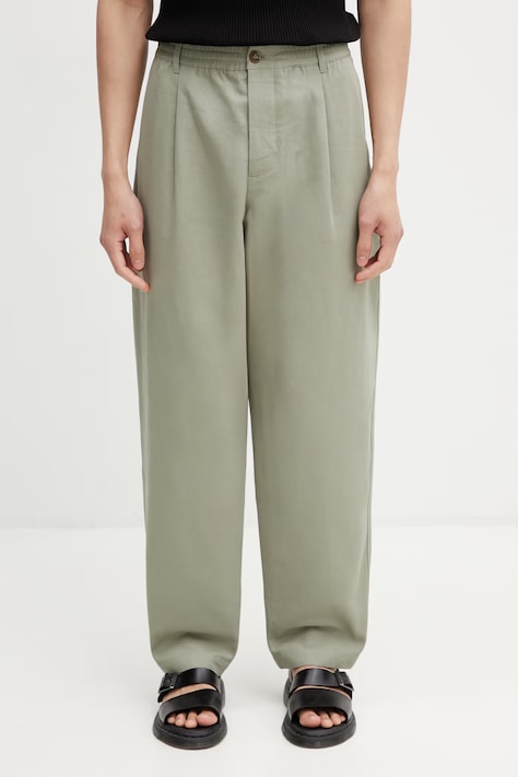 Maison Kitsuné spodnie męskie zielone regular waist QM01104WW9107