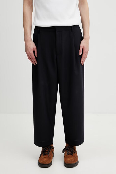 Maison Kitsuné spodnie męskie granatowe regular waist QM01105WT3031