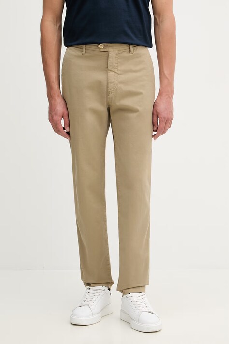Aeronautica Militare spodnie regularne męskie bawełniane z elastanem beżowe regular waist PA1711UCT04292