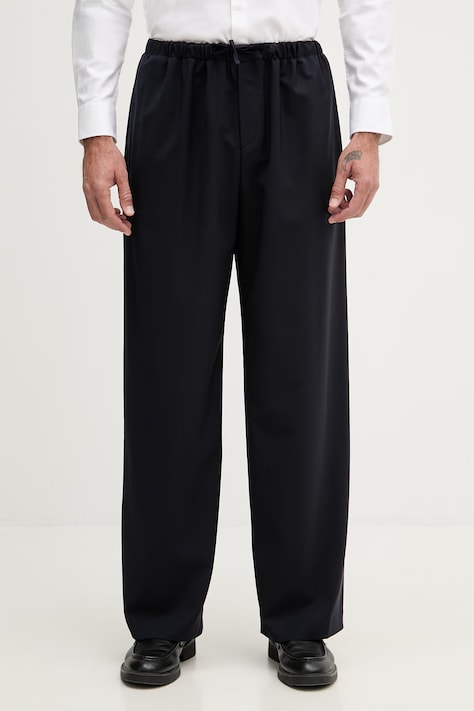 BOSS spodnie męskie wełniane BOSS X DAVID BECKHAM granatowe regular waist 50563827