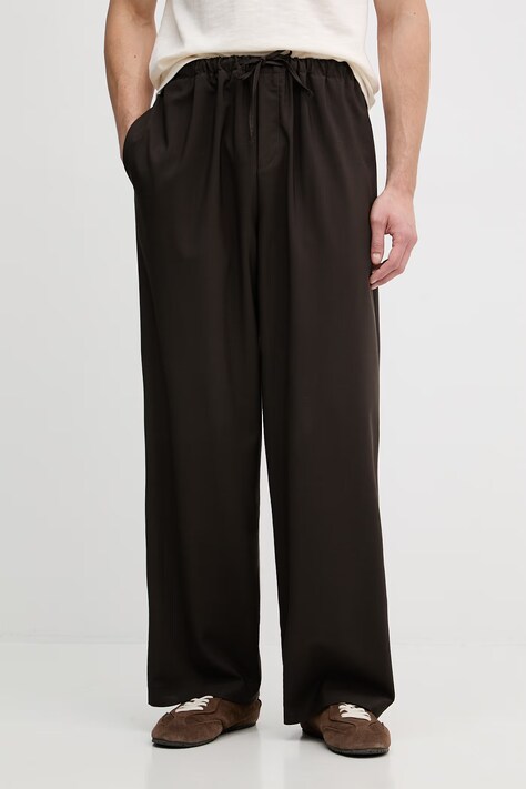 BOSS nohavice pánske vlnené BOSS X DAVID BECKHAM hnedé 50563827