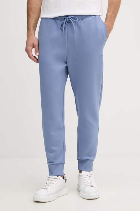 BOSS Green спортивные штаны для мужчин из хлопка с эластаном голубые regular waist 50555505