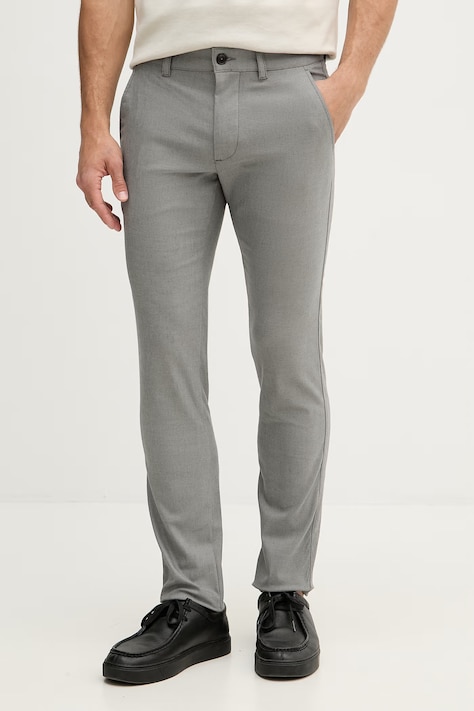 BOSS Orange chino hlače moške z bombažem Slim sive 50559149