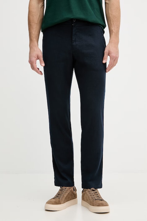 BOSS Orange nohavice pánske s ľanom tmavomodré 50559595